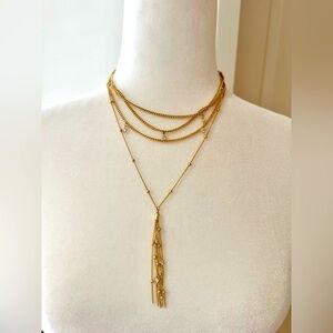 NEW Ettika Gold Layered Tassel Necklace
